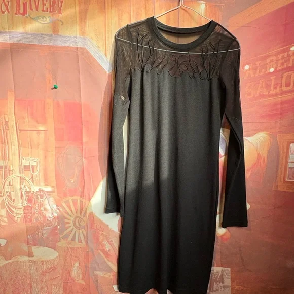 🖤 Sheer Mesh Panel Ribbed Bodycon Dress - Picture 5 of 5